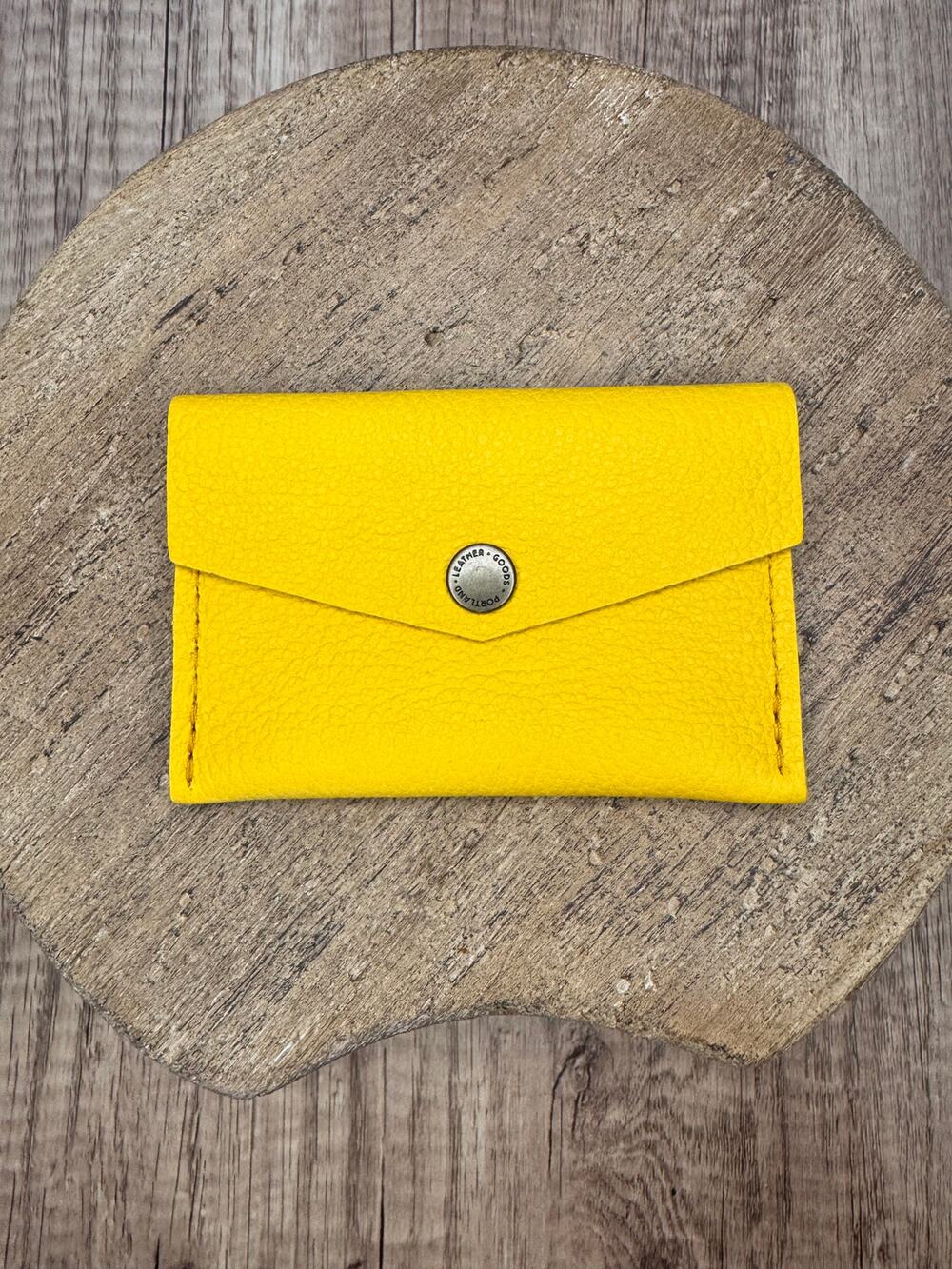 Portland Leather Mini Envelope Wallet CANARY Yellow Leather Wallet FAST SHIP